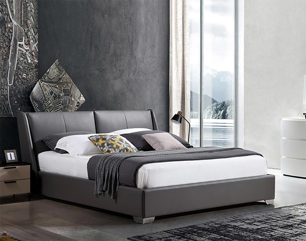 Light Luxury Leather Bed Solid Wood Frame Se